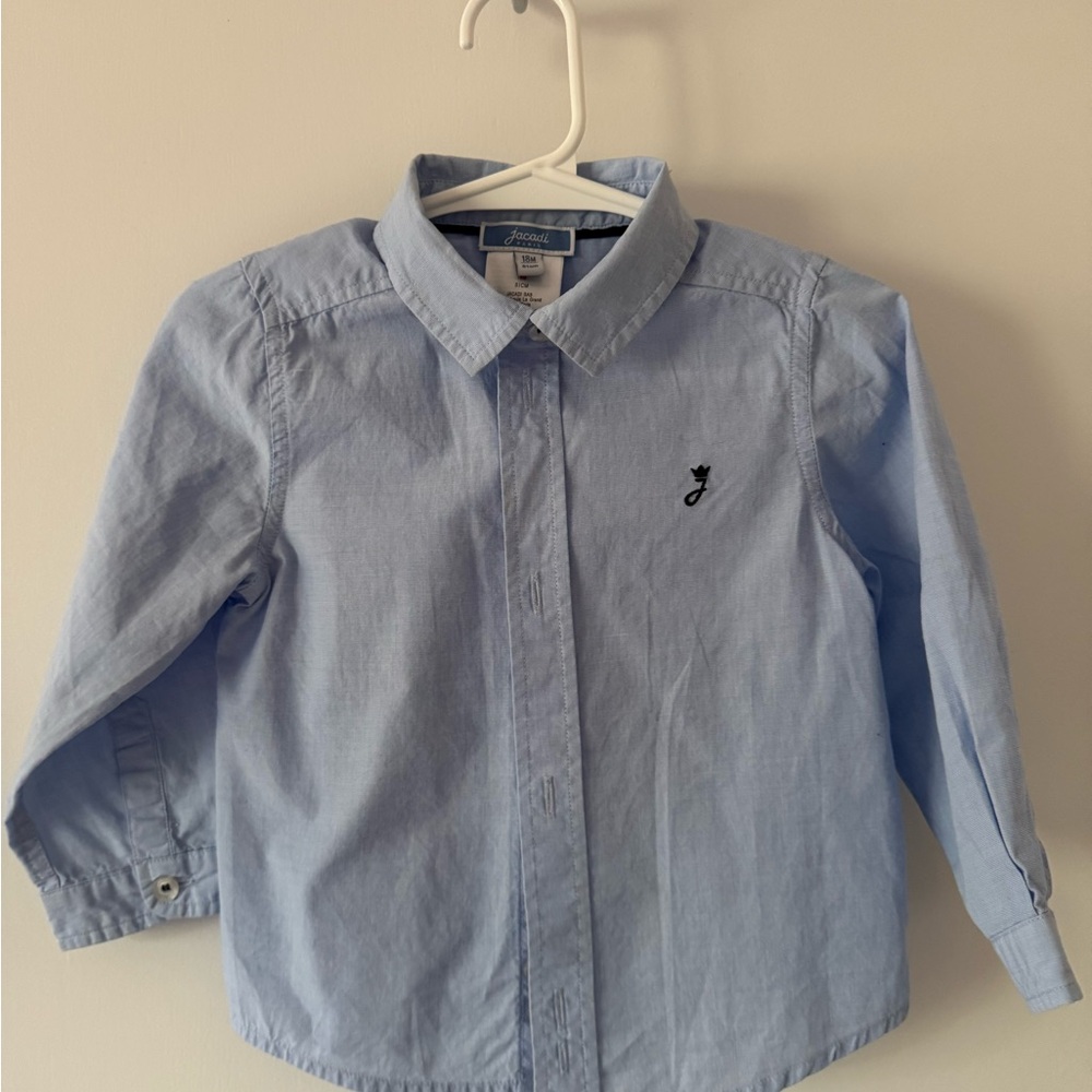 Jacadi 18M Blue Button Down Shirt Classic Style